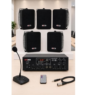 Lastvoice Black Large Paket-4 Hoparlör ve Anfi Anons Ses Sistemi Seti