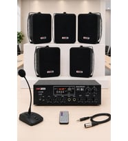 Lastvoice Black Large Paket-4 Hoparlör ve Anfi Anons Ses Sistemi Seti