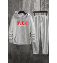 Unisex Over Thinking Baskılı Eşofman Takımı (Gri)