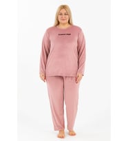 Kadın 13213-2654 Büyük Beden Kadife Pijama Takımı