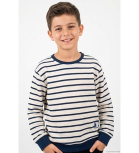 Breeze Erkek Çocuk Sweatshirt Arma Detaylı 4-10 Yaş, Beyaz