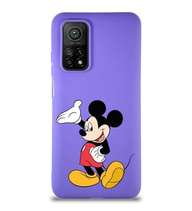 Xiaomi Mi 10T Soft Premier Kapak Mickey Mouse-C Tasarımlı Silikon Kılıf - Mor (Şeffaf)