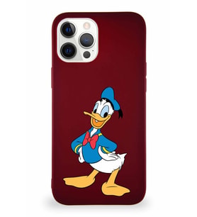 Apple iPhone 12 Pro Max Soft Premier Kapak Donald Duck-C Tasarımlı Silikon Kılıf - Mürdüm (Şeffaf)