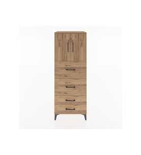 Hyperion Dolap 2 Raflı 4 Çekmeceli 2 Kapaklı 60x44x163 Çam-Çam