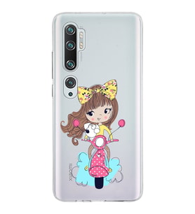 Xiaomi Mi Note 10 Uyumlu Kapak Vespagirl Tasarımlı Şeffaf Silikon Kılıf
