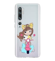 Xiaomi Mi Note 10 Uyumlu Kapak Vespagirl Tasarımlı Şeffaf Silikon Kılıf