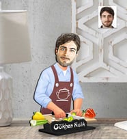 Kişiye Özel 2 Boyutlu Ahçı Erkek  Ahşap Biblo-6