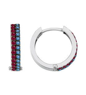 Yakut ve Topaz Taşlı Bordo Mavi Halka Küpe 0702E0048