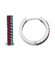Yakut ve Topaz Taşlı Bordo Mavi Halka Küpe 0702E0048