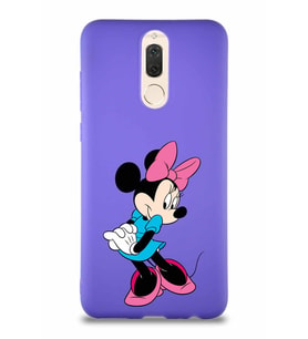 Huawei Mate 10 Lite Soft Premier Kapak Minnie Mouse-F Tasarımlı Silikon Kılıf - Mor (Şeffaf)