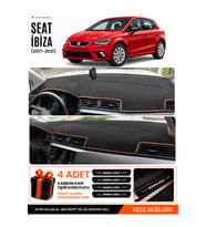 SEAT IBIZA (2017-2021) Uyumlu Torpido Örtüsü Torpido Kılıfı - Siyah Kahverengi