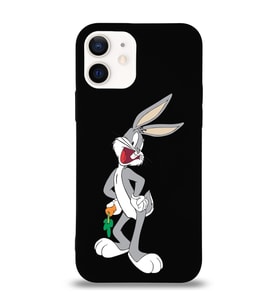 Apple iPhone 12 Mini  Lansman Kılıf Bugs Bunny Tasarımlı Altı Kapalı İçi Kadife Kaplı  Kapak (Şeffaf)