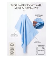 %100 pamuk muslin 4 katlı 100x120cm battaniye bebek çoçuk müslin örtü