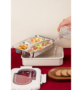 Porsima 3110 Paslanmaz Çelik 3 Bölmeli Vakumlu Yemek Termosu Beslenme Kutusu Taşınabilir Lunch Box Sefer Tası - Krem