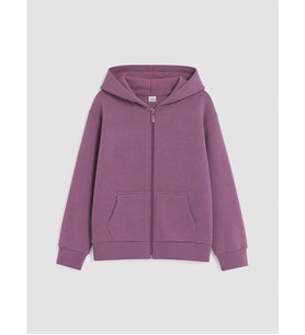 LCW Kids Mürdüm Kapüşonlu Kız Çocuk Kalın Fermuarlı Sweatshirt