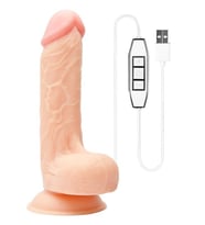 Fastieshop Realistik Titreşimli Dildo USB Kontrollü - 19 cm (Ten)