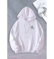 Unisex Kadın Erkek Ciel Lune Markalı Oversize Sweatshirt (Beyaz)