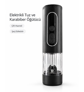 Çift Hazneli Şarj Edilebilir Elektrikli Tuz ve Karabiber Öğütücü