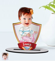 BK Gift Kişiye Özel İsimli Bebek Karikatürlü Ahşap Biblo Model-4