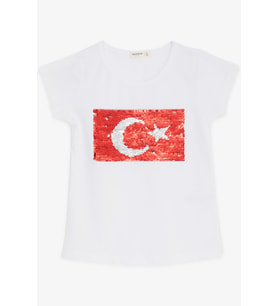 Çocuk Oynar Pulu Türkiye Bayraklı Tshirt