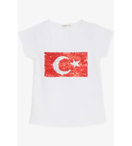 Çocuk Oynar Pulu Türkiye Bayraklı Tshirt