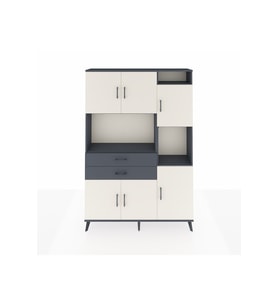 Arges Dolap 9 Raflı 2 Çekmeceli 6 Kapaklı 132x30x195 Antrasit-Aytaşı/Antrasit