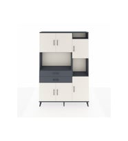 Arges Dolap 9 Raflı 2 Çekmeceli 6 Kapaklı 132x30x195 Antrasit-Aytaşı/Antrasit