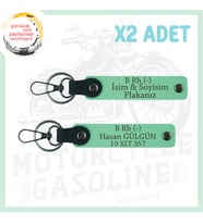 Yeşil, Efsane Motorculara Özel, İsim Plaka ve B Rh (-) Kan Grubu Yazılı Anlamlı Hediye x2 Anahtarlık