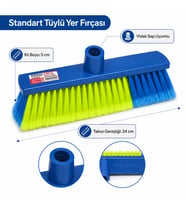 Doğuş Fırça Standart Tüylü Yer Fırçası 24 cm Vidalı Sap Uyumlu – 20002