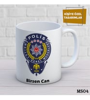 Kişiye Özel Meslek Temalı Kupa  İsimli & Fotoğraflı Premium Hediye Bardak polis