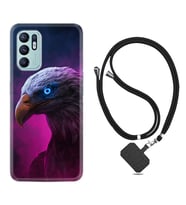Oppo Reno 6 Kılıf Silikon Boyun Askılı İpli Desenli Silikon Kartal 1622