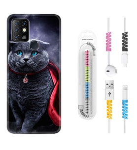 INFINIX Hot 8 9 10 11S Hot 10 Play 10T Kılıf Kablo Koruma Spiral Silikon Super Cat 1666
