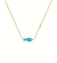 Blue Fish Nazar Minimal Kadın Gümüş Kolye (Altın)