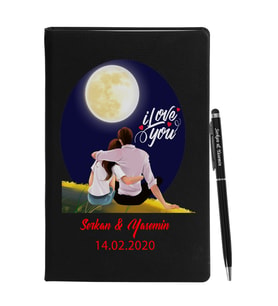 Sevgililer Gününe Özel Siyah Defter Kalem Seti 2