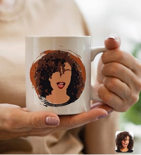 BK Gift Kişiye Özel Karikatür Portre Beyaz Kupa Bardak, Illustrasyon Portre, Arkadaşa Hediye, Sevgiliye Hediye