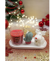 Mumelia Candles Kış Masalı - Doğal Soya Taştozu Tasarım Mum Seti - Kırmızı