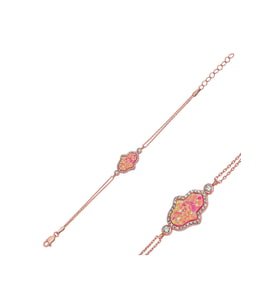 Gümüş Rose Pembe Opal Fatma Ana Eli Kadın Bileklik CSR2181588
