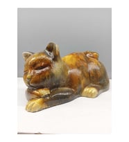 Dekoratif Polyester Uyuyan Kedi Biblo Sarı Gold