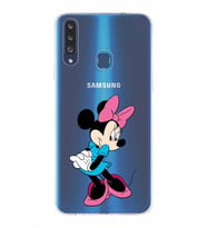 Samsung Galaxy A20s  Kapak Minnie Mouse Tasarımlı Şeffaf Silikon Kılıf