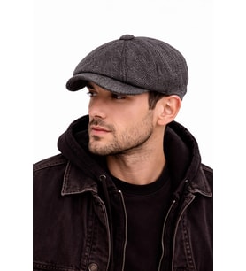 Valkyrie Unisex Siyah Balıksırtı Kasket Şapka Vintage İngiliz Stil 8 Dilimli Newsboy Cap