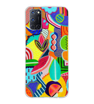 PrintiFy Oppo A92  ile Uyumlu 1mm Slim Fit Retro Renkler 6 Baskılı Şeffaf  Kılıf