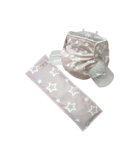 BEZHANE Baby Yıkanabilir Bebek Bezi Pembe Beyaz Yıldızlı (3kg-12kg)+1 Numara 7 katlı Emici Ped (Çok Renkli)