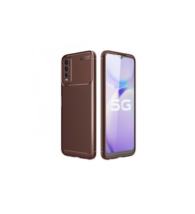 Vivo Y11s Kılıf Auto Focus Karbon Kapak - Kahverengi