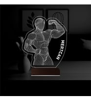 Luvivia Vücut Geliştirme Hediye Gym Kişiye Özel 3D Lamba - Masa Gece Lambası