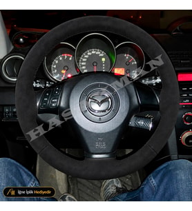 Mazda 2 Dikme Direksiyon Kılıfı Alcantara Süet Monza Black DE Go-Play-Fun 2007-2014