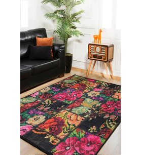 Dijital Kaymaz Yıkanabilir Siyah Patchwork Salon Halısı Mutfak Halısı Koridor Halısı Yolluk HLN1501