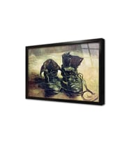 Eskimiş Botlar Van Gogh Çerçeveli Cam Tablo