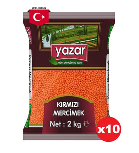 Yazar Yerli Kırmızı Mercimek 2 Kg. x 10 Paket