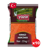 Yazar Yerli Kırmızı Mercimek 2 Kg. x 10 Paket