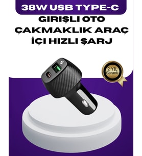 38W Çift Çıkışlı Araç Şarj Cihazı – Type-C ve USB PD Destekli